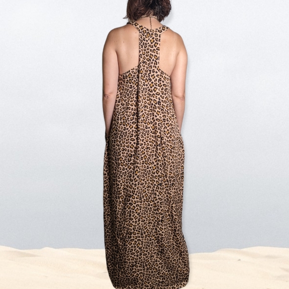 ENTRO • ANTHROPOLOGIE Leopard Print T-Back Maxi Dress ~ NWT - Picture 4 of 10
